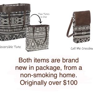 Thirty One Rio Weave Reversible Tote and Call Me Crossbody